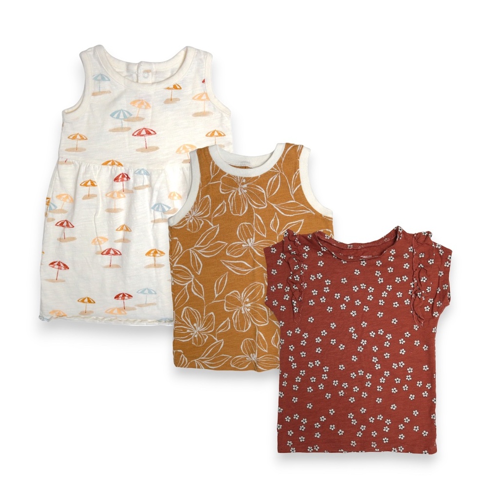 3-Pc Little Co Baby Infant Girls Top & Dress Bundle Set Size 18-24M